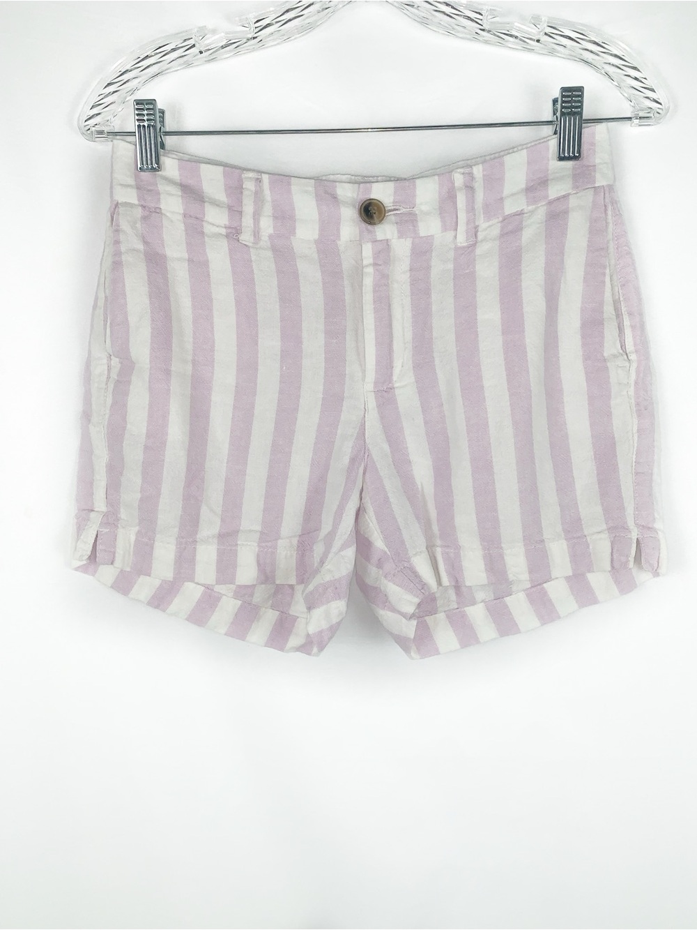 Old Navy Linen Blend Everyday Short Lavender Stripe